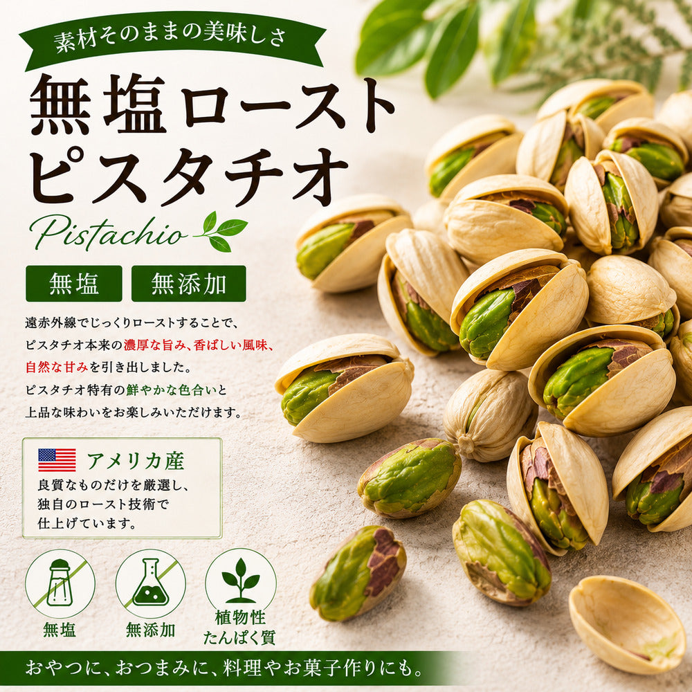 アメリカ産 無塩ローストピスタチオ 55g 無塩 素焼き ナッツ おつまみ おやつ