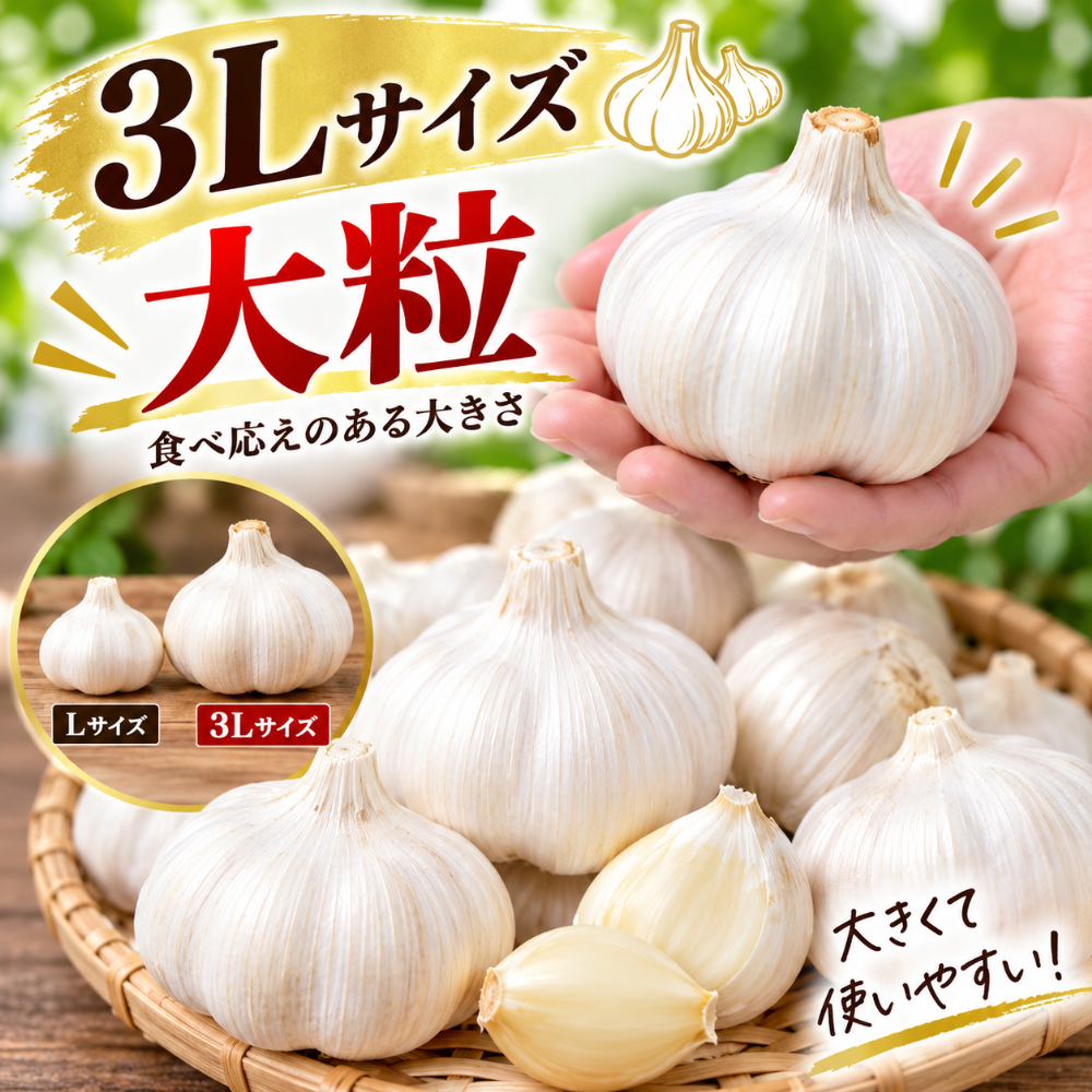 【2026年新物】中国産 にんにく 3Lサイズ 大粒 送料無料